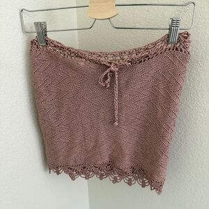 Sofia Perrey handmade vintage nude pink crochet knit tie tube bandeau top size M